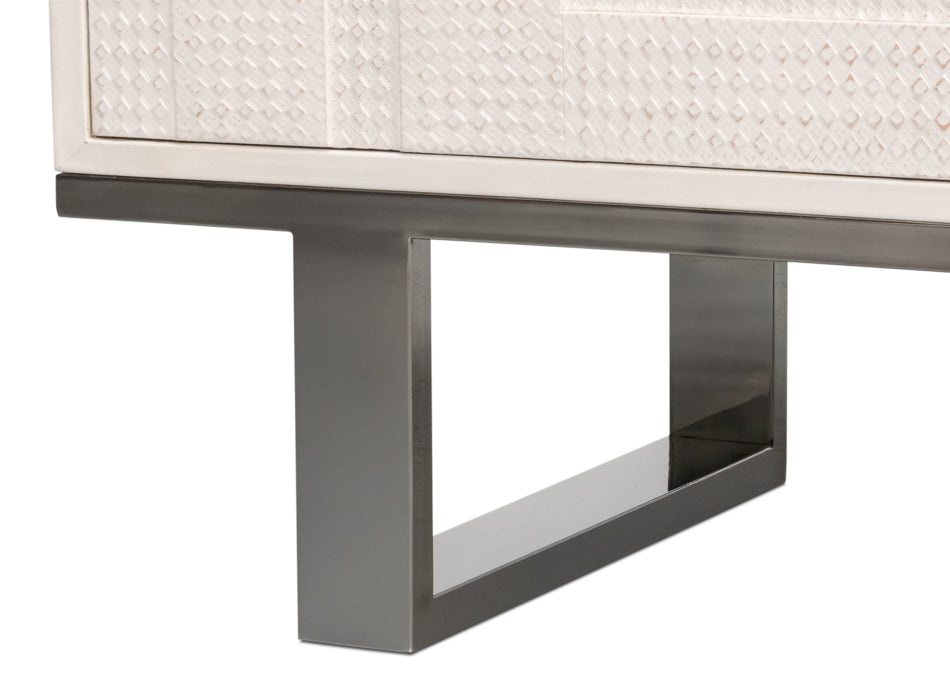 Bronzini White Leather Cover Cabinet