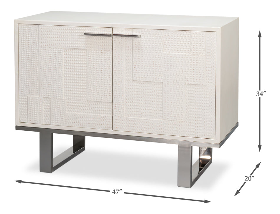 Bronzini White Leather Cover Cabinet