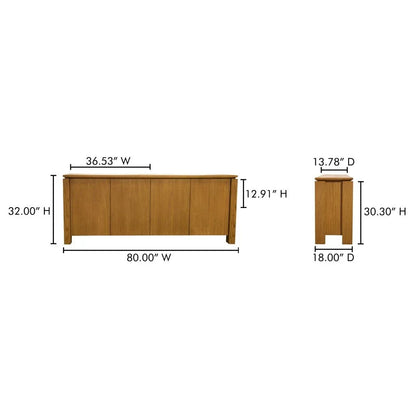 Brook Country Oak With Floating Design Sideboard - LOOMLAN - Moe's Home - Sideboards