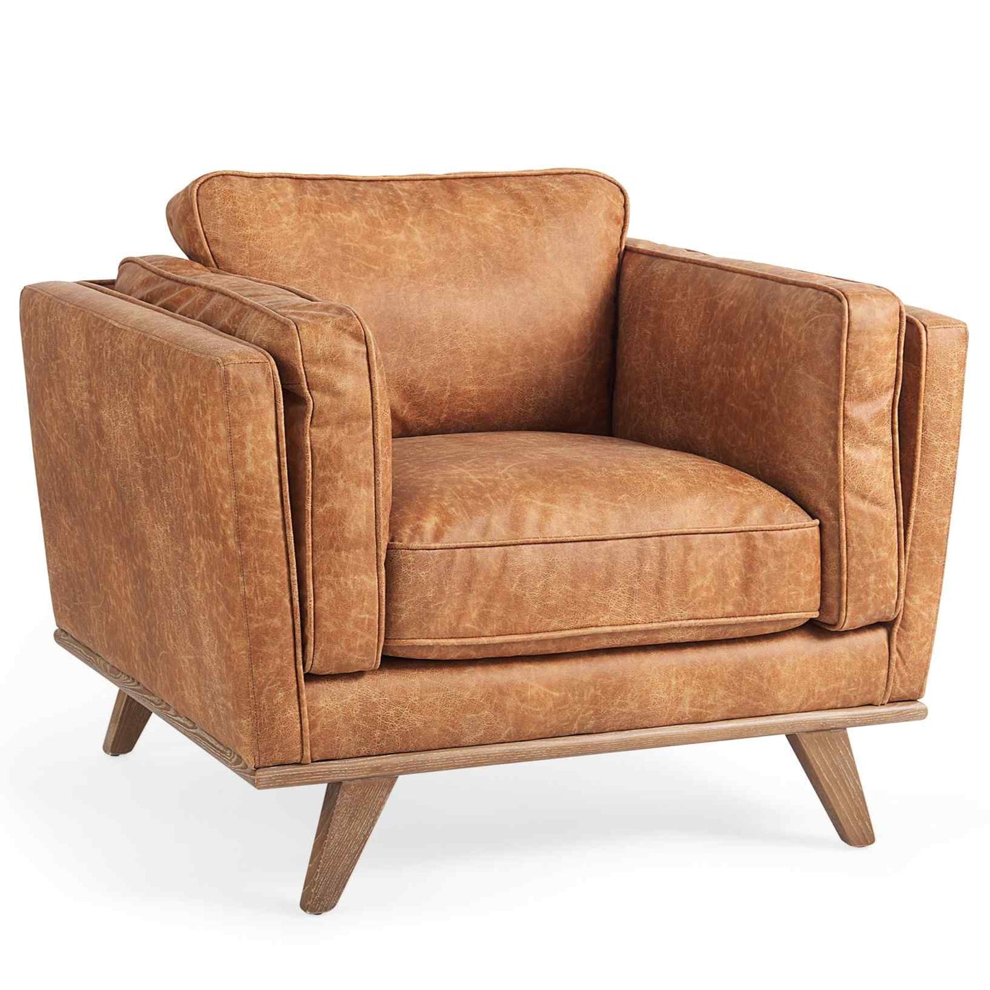 Brooks Brown Faux Leather Arm Chair