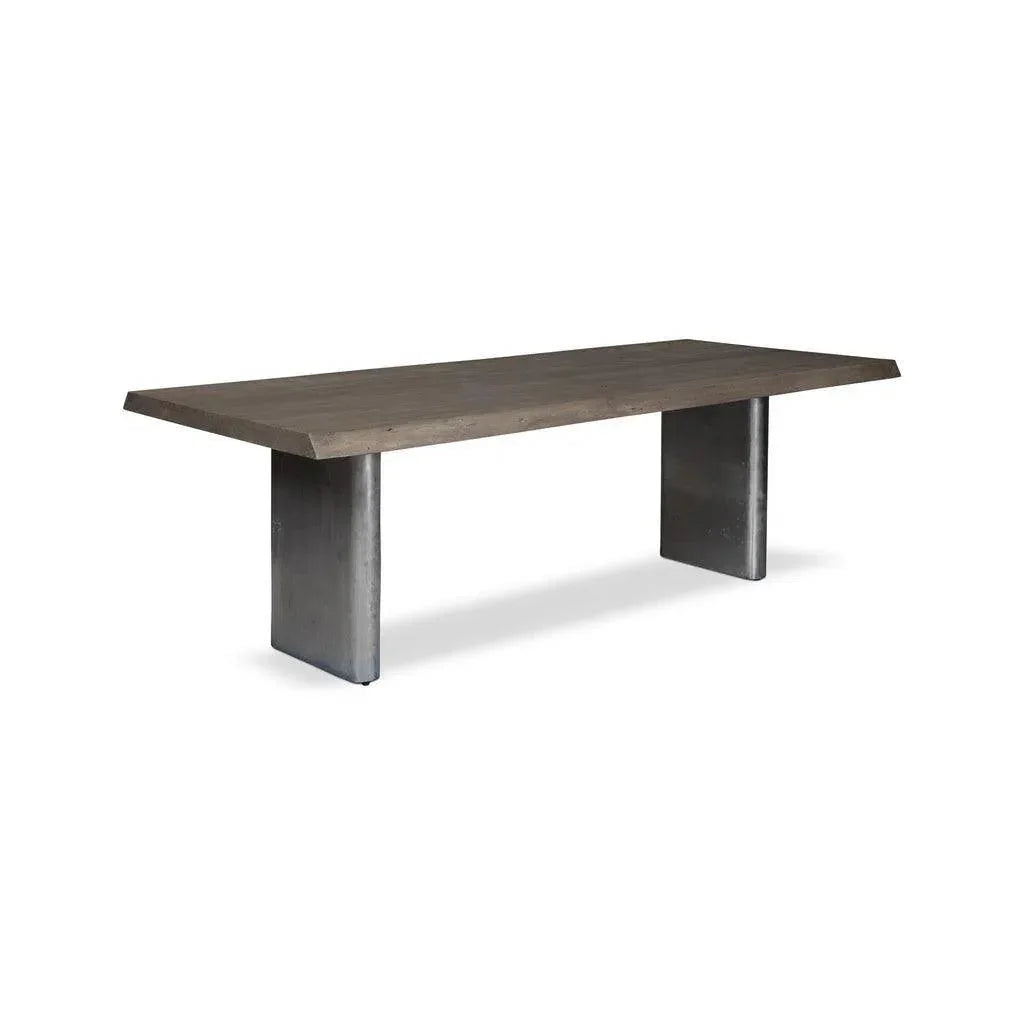 Brooks Cast Slab Base Rectangular Dining Table-Dining Tables-Urbia-116"-Sandblasted Grey, Antique Nickel-LOOMLAN