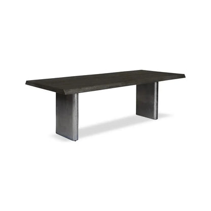 Brooks Cast Slab Base Rectangular Dining Table-Dining Tables-Urbia-92"-Ebonized, Antique Nickel-LOOMLAN
