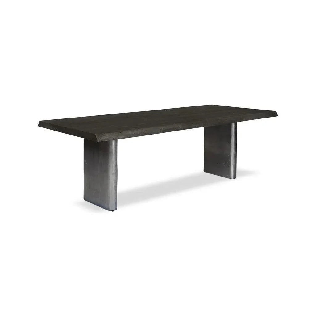 Brooks Cast Slab Base Rectangular Dining Table-Dining Tables-Urbia-116"-Ebonized, Antique Nickel-LOOMLAN