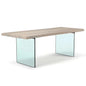 Brooks Glass Base Rectangular Dining Table-Dining Tables-Urbia-116"-Teak, Clear-LOOMLAN
