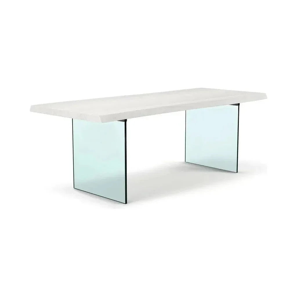 Brooks Glass Base Rectangular Dining Table-Dining Tables-Urbia-79"-White Wash, Clear-LOOMLAN