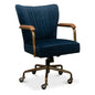 Brooks Home Office Swivel Chair Blue Velvet-Office Chairs-Sarreid-LOOMLAN