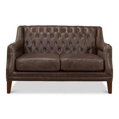 Brooks Leather Tufted 2 Seat Sofa - LOOMLAN - Sarreid - Sofas & Loveseats