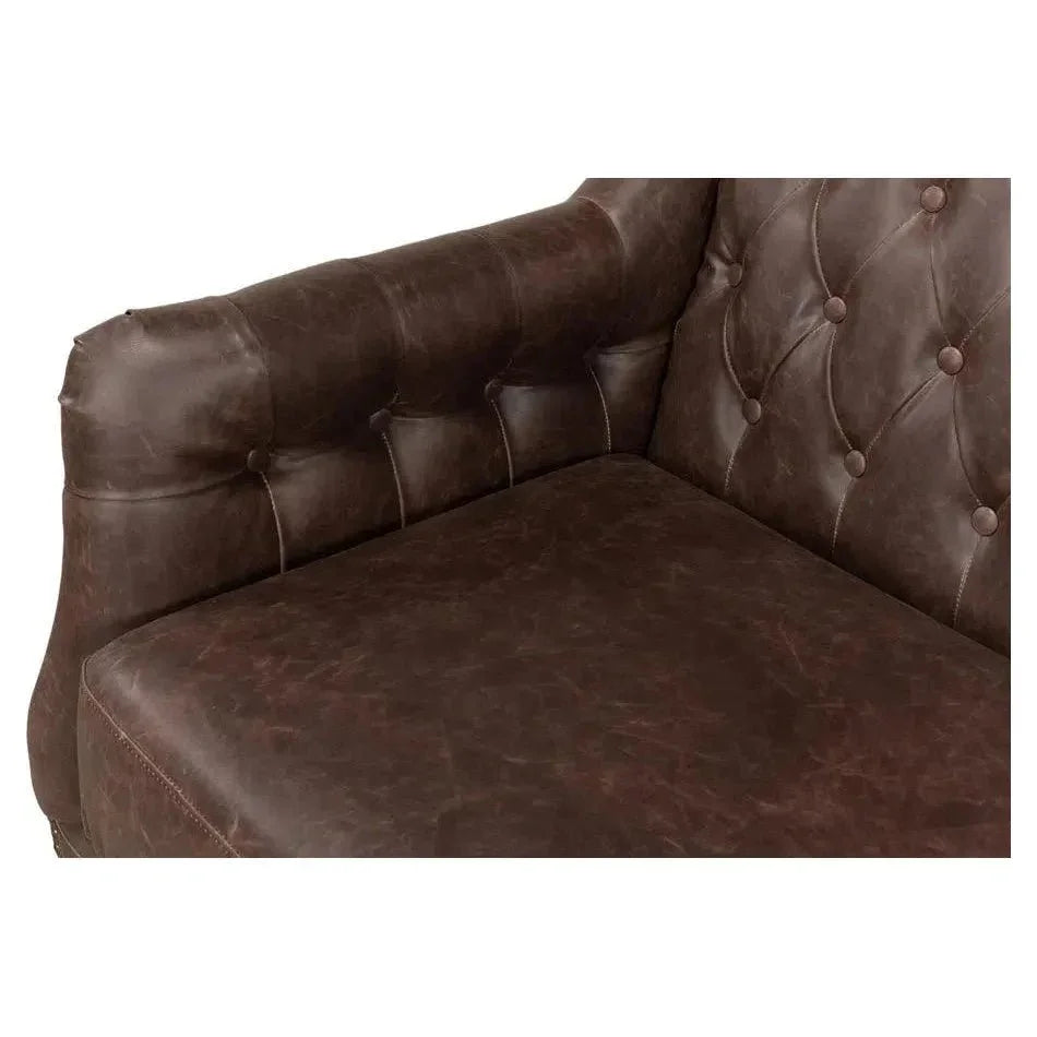 Brooks Leather Tufted 2 Seat Sofa - LOOMLAN - Sarreid - Sofas & Loveseats