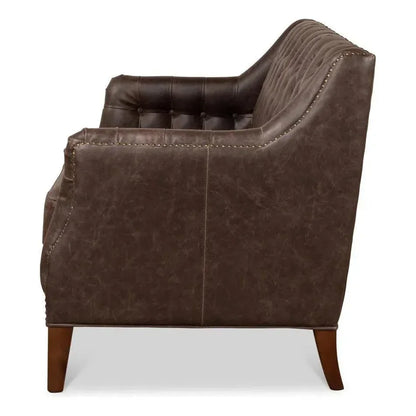 Brooks Leather Tufted 2 Seat Sofa - LOOMLAN - Sarreid - Sofas & Loveseats