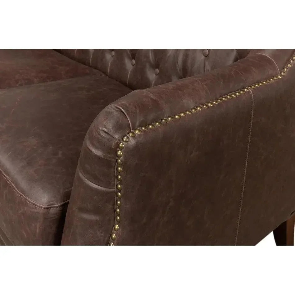 Brooks Leather Tufted 2 Seat Sofa - LOOMLAN - Sarreid - Sofas & Loveseats