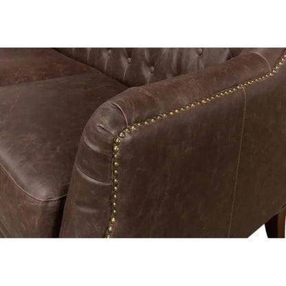 Brooks Leather Tufted 2 Seat Sofa - LOOMLAN - Sarreid - Sofas & Loveseats