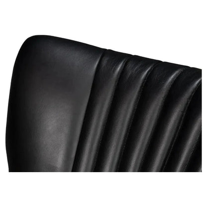 Brooks Metal & Leather Black Swivel Arm Chair-Office Chairs-Sarreid-LOOMLAN