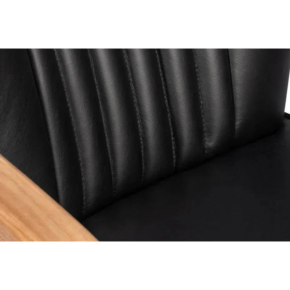 Brooks Metal & Leather Black Swivel Arm Chair-Office Chairs-Sarreid-LOOMLAN