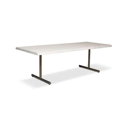Brooks T Base Rectangular Dining Table-Dining Tables-Urbia-79"-White Wash, Brass-LOOMLAN