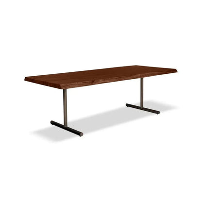 Brooks T Base Rectangular Dining Table-Dining Tables-Urbia-92"-Americano, Brass-LOOMLAN