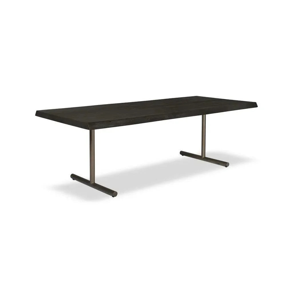 Brooks T Base Rectangular Dining Table-Dining Tables-Urbia-92"-Ebonized, Brass-LOOMLAN
