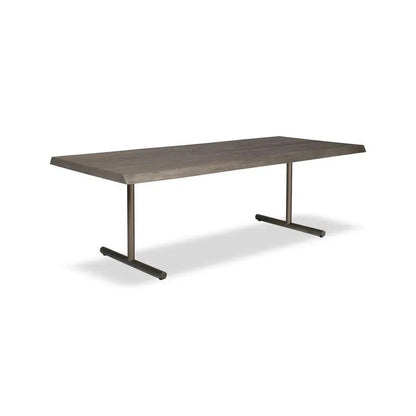 Brooks T Base Rectangular Dining Table-Dining Tables-Urbia-92"-Sandblasted Grey, Brass-LOOMLAN