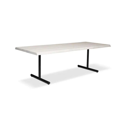 Brooks T Base Rectangular Dining Table-Dining Tables-Urbia-92"-White Wash, Black-LOOMLAN