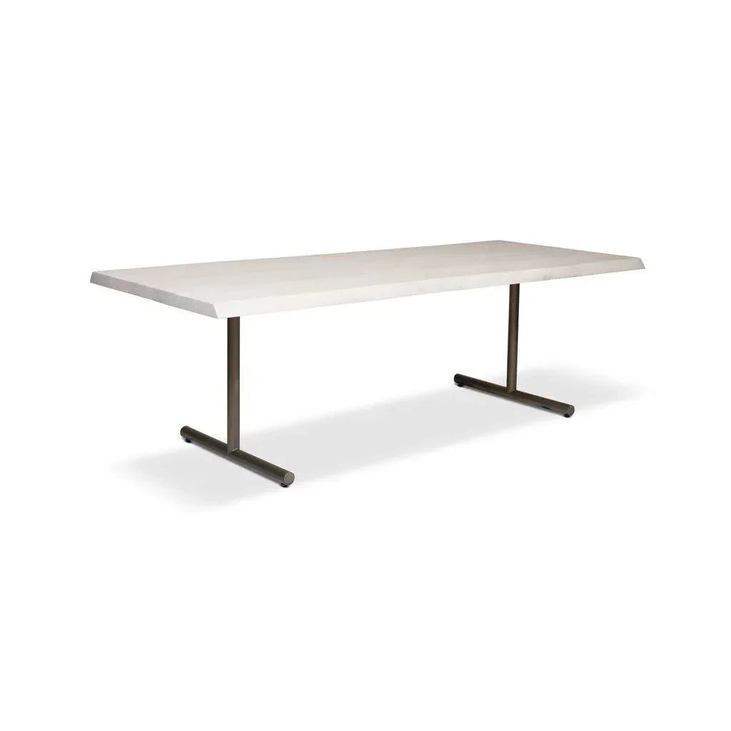 Brooks T Base Rectangular Dining Table-Dining Tables-Urbia-92"-White Wash, Brass-LOOMLAN