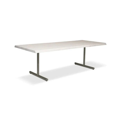 Brooks T Base Rectangular Dining Table-Dining Tables-Urbia-92"-White Wash, Pewter-LOOMLAN