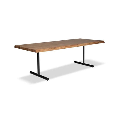 Brooks T Base Rectangular Dining Table-Dining Tables-Urbia-116"-Teak, Black-LOOMLAN