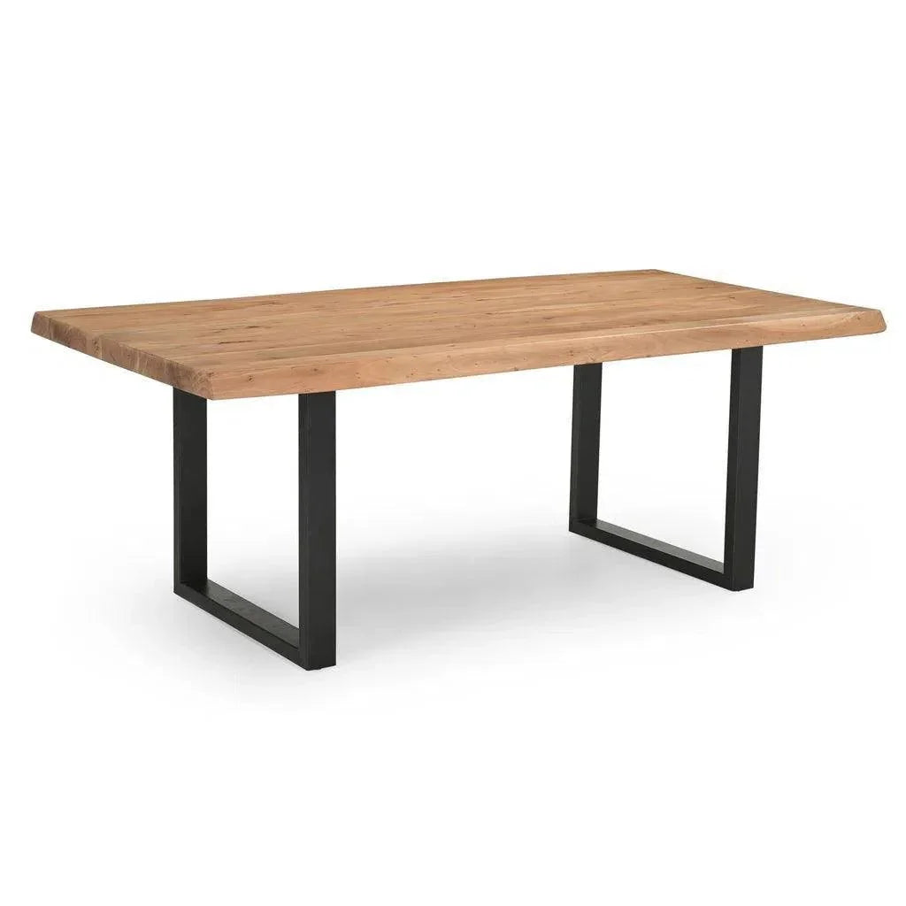 Brooks U Base Rectangular Dining Table-Dining Tables-Urbia-79"-Teak, Black-LOOMLAN