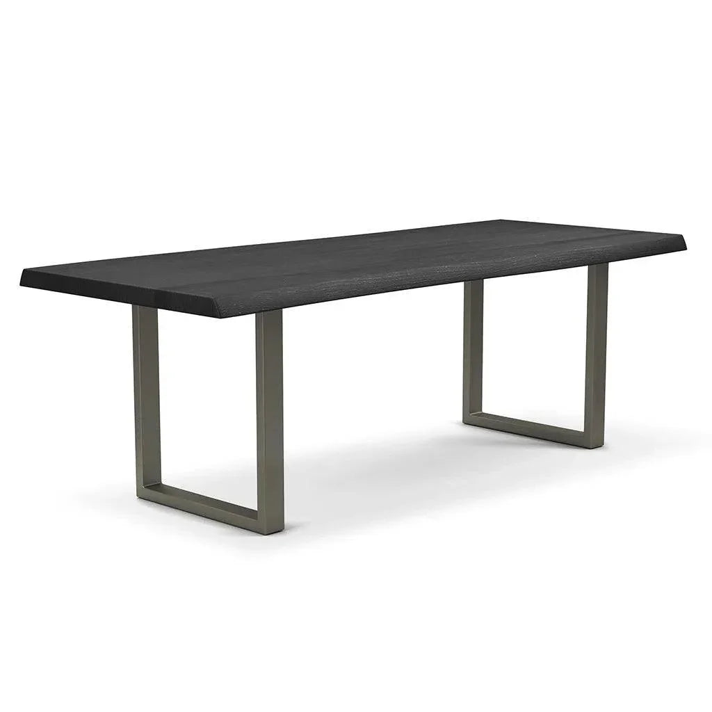 Brooks U Base Rectangular Dining Table-Dining Tables-Urbia-92"-Ebonized, Pewter-LOOMLAN