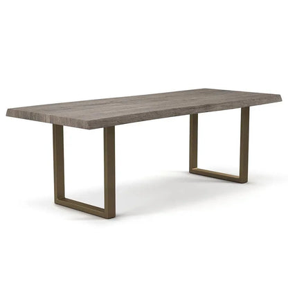 Brooks U Base Rectangular Dining Table-Dining Tables-Urbia-92"-Sandblasted Grey, Brass-LOOMLAN