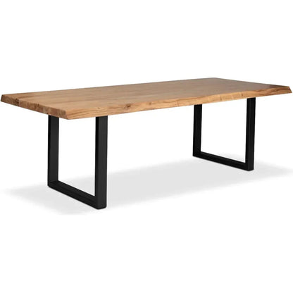 Brooks U Base Rectangular Dining Table-Dining Tables-Urbia-116"-Teak, Black-LOOMLAN