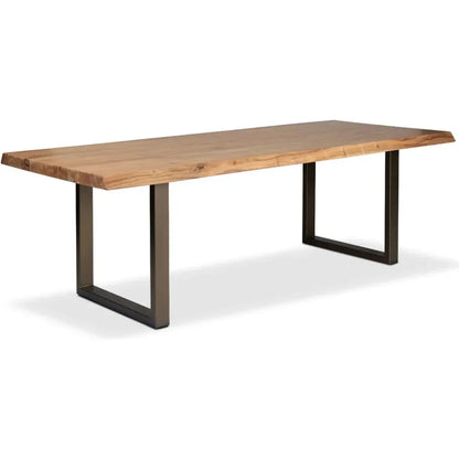 Brooks U Base Rectangular Dining Table-Dining Tables-Urbia-92"-Teak, Brass-LOOMLAN