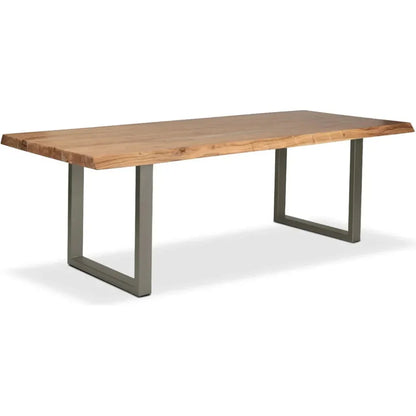 Brooks U Base Rectangular Dining Table-Dining Tables-Urbia-92"-Teak, Pewter-LOOMLAN