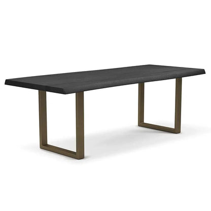 Brooks U Base Rectangular Dining Table-Dining Tables-Urbia-116"-Ebonized, Brass-LOOMLAN