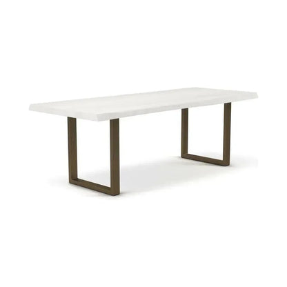 Brooks U Base Rectangular Dining Table-Dining Tables-Urbia-116"-White Wash, Brass-LOOMLAN