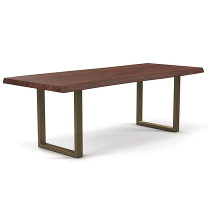 Brooks U Base Rectangular Dining Table-Dining Tables-Urbia-116"-Americano, Brass-LOOMLAN