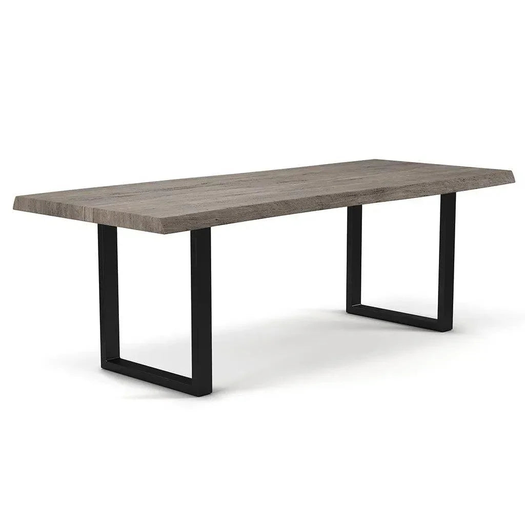 Brooks U Base Rectangular Dining Table-Dining Tables-Urbia-79"-Sandblasted Grey, Black-LOOMLAN