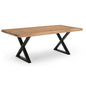 Brooks X Base Rectangular Dining Table-Dining Tables-Urbia-79"-Teak, Black-LOOMLAN