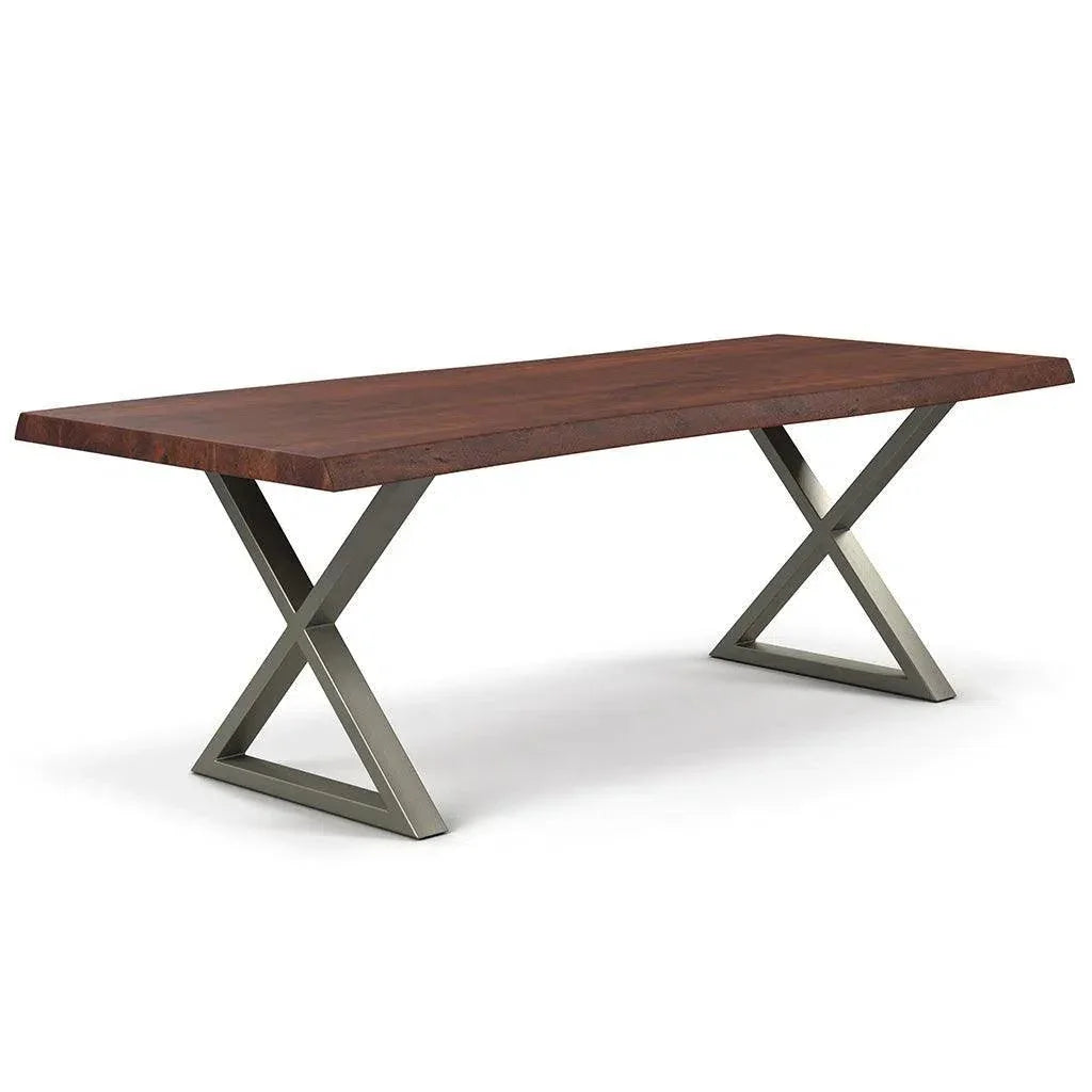 Brooks X Base Rectangular Dining Table-Dining Tables-Urbia-92"-Americano, Pewter-LOOMLAN