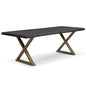 Brooks X Base Rectangular Dining Table-Dining Tables-Urbia-92"-Ebonized, Brass-LOOMLAN