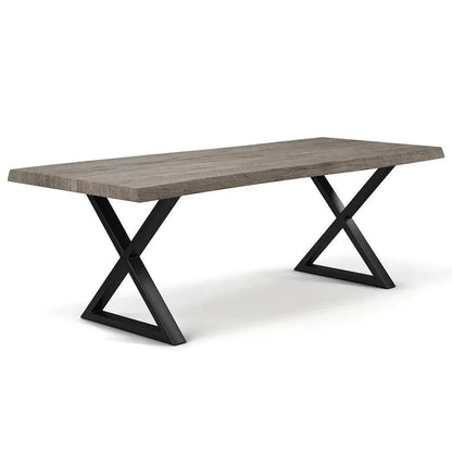 Brooks X Base Rectangular Dining Table-Dining Tables-Urbia-92"-Sandblasted Grey, Black-LOOMLAN