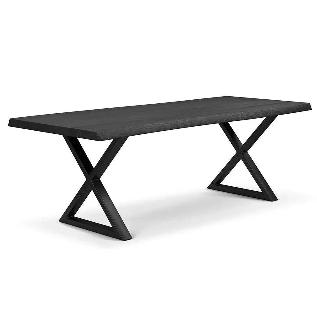 Brooks X Base Rectangular Dining Table-Dining Tables-Urbia-116"-Ebonized, Black-LOOMLAN