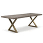 Brooks X Base Rectangular Dining Table-Dining Tables-Urbia-92"-Sandblasted Grey, Brass-LOOMLAN
