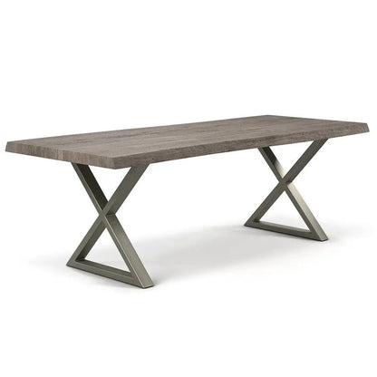 Brooks X Base Rectangular Dining Table-Dining Tables-Urbia-92"-Sandblasted Grey, Pewter-LOOMLAN