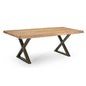 Brooks X Base Rectangular Dining Table-Dining Tables-Urbia-92"-Teak, Brass-LOOMLAN