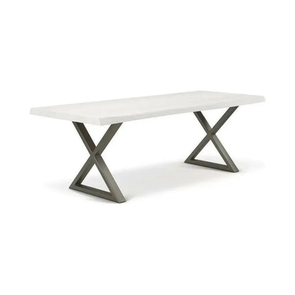 Brooks X Base Rectangular Dining Table-Dining Tables-Urbia-92"-White Wash, Pewter-LOOMLAN