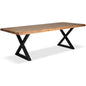 Brooks X Base Rectangular Dining Table-Dining Tables-Urbia-116"-Teak, Black-LOOMLAN