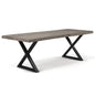 Brooks X Base Rectangular Dining Table-Dining Tables-Urbia-116"-Sandblasted Grey, Black-LOOMLAN
