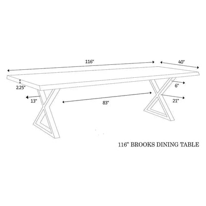 Brooks X Base Rectangular Dining Table-Dining Tables-Urbia-LOOMLAN