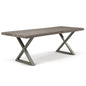 Brooks X Base Rectangular Dining Table-Dining Tables-Urbia-116"-Sandblasted Grey, Pewter-LOOMLAN