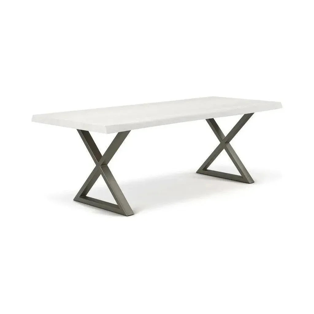 Brooks X Base Rectangular Dining Table-Dining Tables-Urbia-116"-White Wash, Pewter-LOOMLAN
