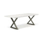Brooks X Base Rectangular Dining Table-Dining Tables-Urbia-116"-White Wash, Pewter-LOOMLAN